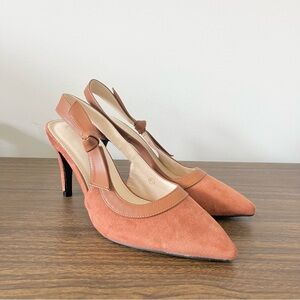 NWOT Unbranded Elegant Brown Slingback Heels Pumps w Pointed Toes Sz 6.5
